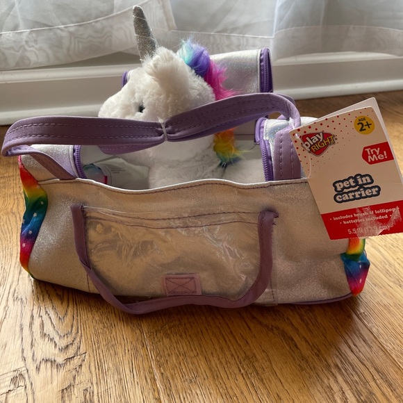 SOLD Pet in Carrier Unicorn Rainbow Plush NEW with sound - Picture 1 of 4